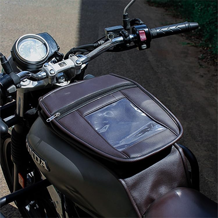 Image of Tank Cover | Tank Bag | Tank Pouch with Water Proof Cover Compatible with Honda H'ness CB350 | CB350 | RS CB350 (Brown) (Pack of 1)