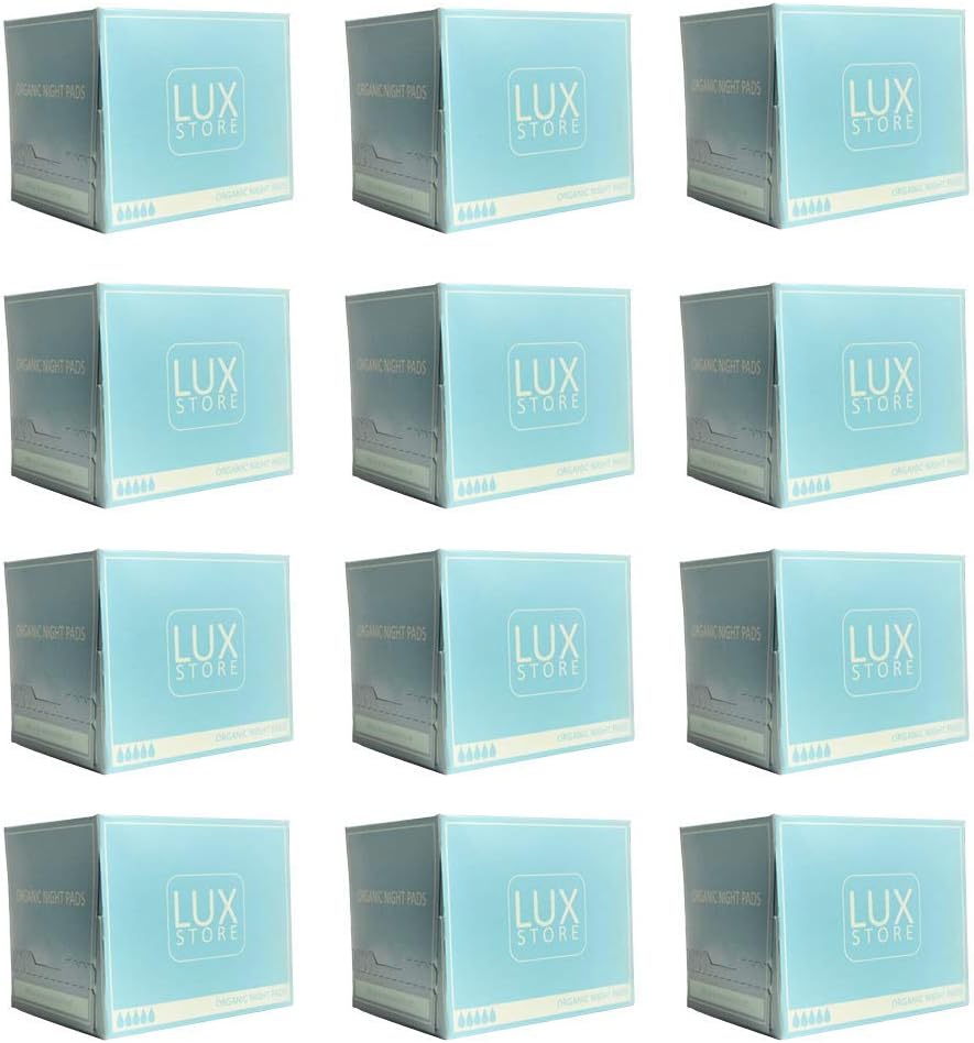 LUXStore, Night Period Pad, 100% Organic Cotton Sanitary Towels, Free from Plastics & Chemicals, 120 Pads