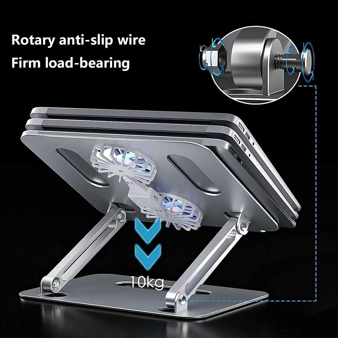 Adjustable Laptop Stand for Desk, Laptop Stand Ergonomic Keyboard Tray Computer Holder Aluminium Alloy Notebook Stand with Cooling Fan Compatible with Most Laptops Under 17 Inches