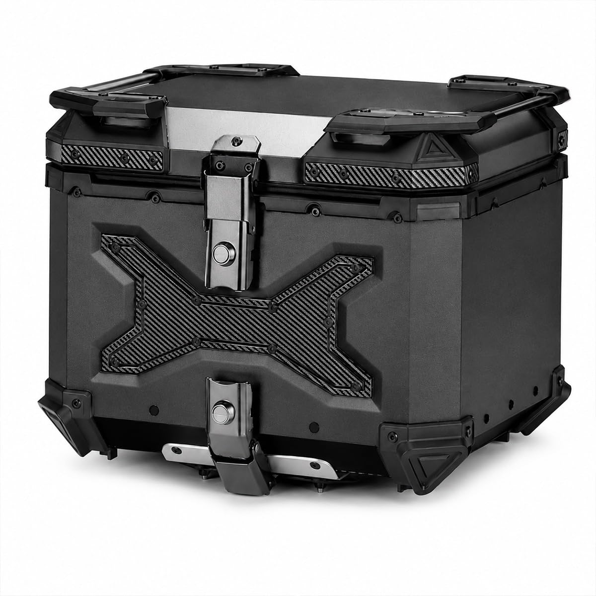 Baannaww 45L Aluminum Motorcycle Rear Top Case, Lockable Tail Storage Trunk for Helmet, Riding Gear, Tools and Personal Items, with Quick-Release Base Plate, Inner Liner and Mounting Kit