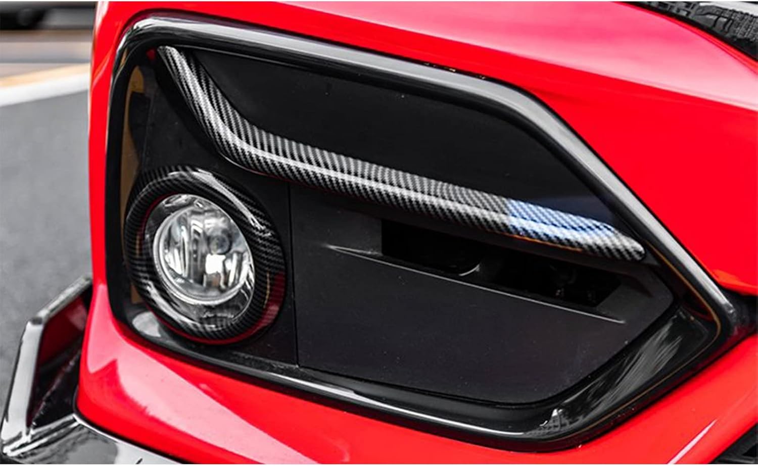 x xotic tech Front Fog Light Eyelid Eyebrow Frame Cover Trim Carbon Fiber Pattern, Compatible with Honda Civic Hatchback 20-21