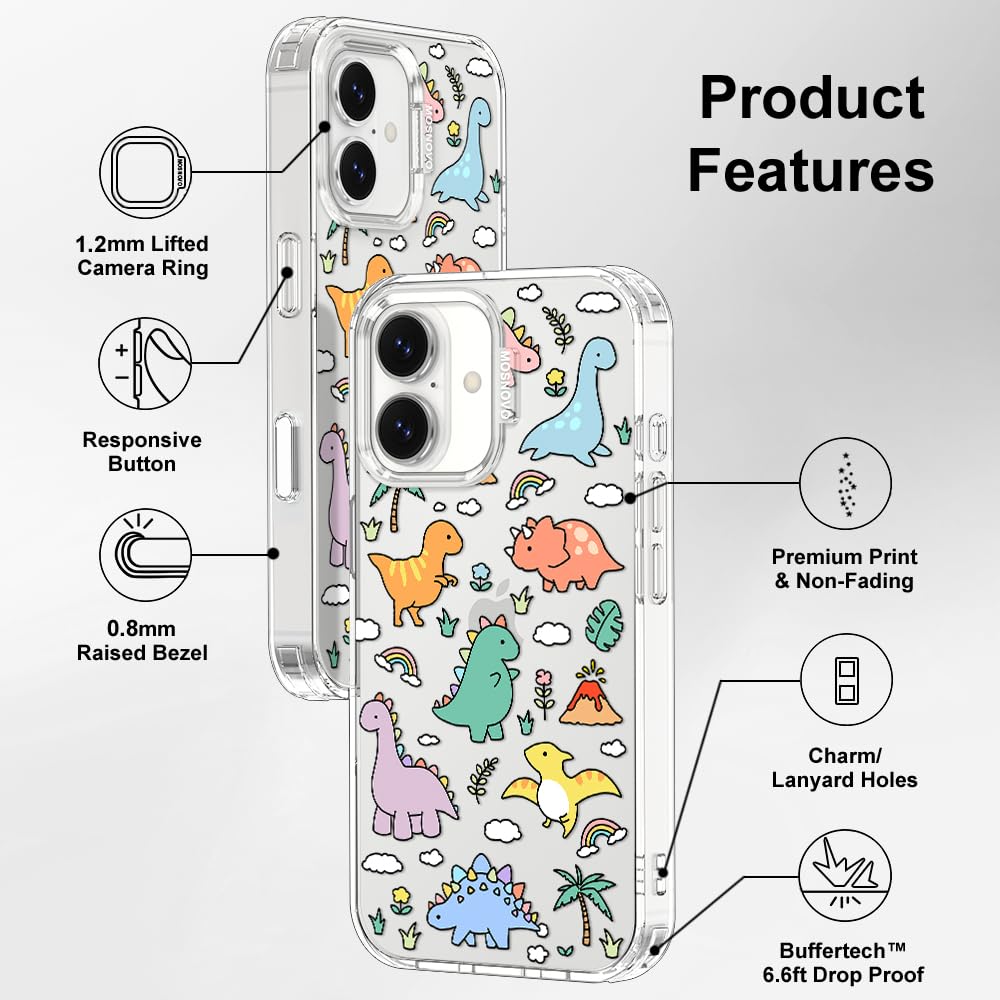 MOSNOVO Case for iPhone 17, [Buffertech 6.6ft Military-Grade Drop Protection] [Camera Control] Clear TPU Bumper Phone Case - Dinosaur Land — view 7
