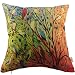 HOSL Cotton Linen Pillow Cover Decor Throw Pillow Case Cushion Cover Colorful Birds and Tree Square 18
