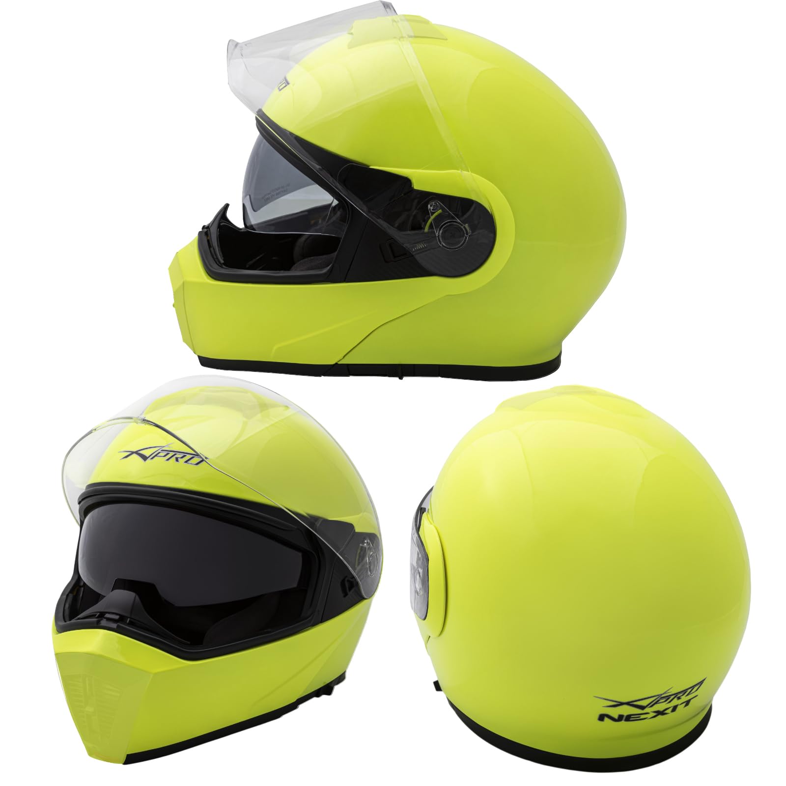Casco modulare professionale Nexit Visiera antigraffio Moto Bianco XS