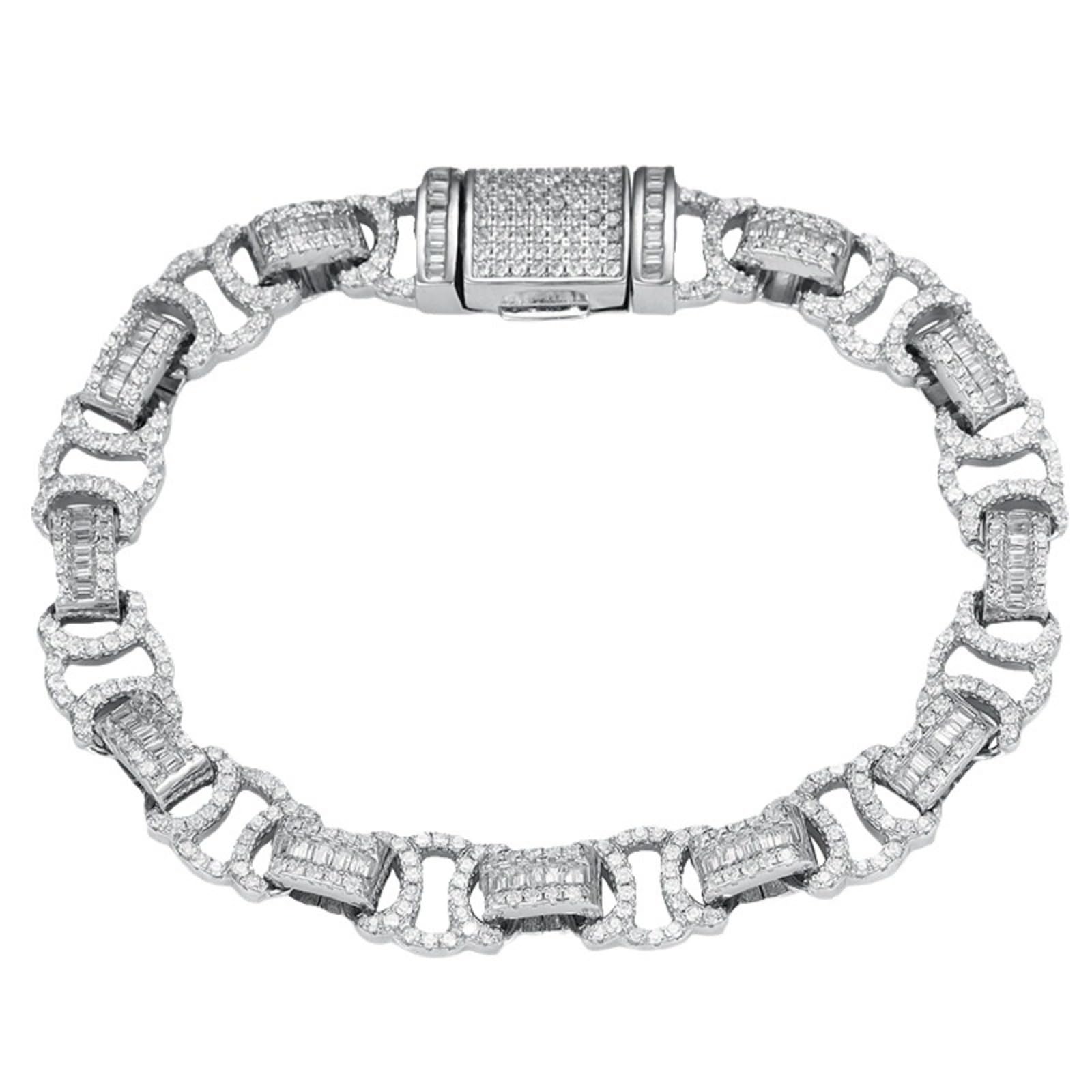 Pulsera de cadena de eslabones cubanos de 8 mm para hombre, pulsera de plata de ley 925 con circonita cúbica 5A+ para hombre, hipoalergénica, 17-20 cm
