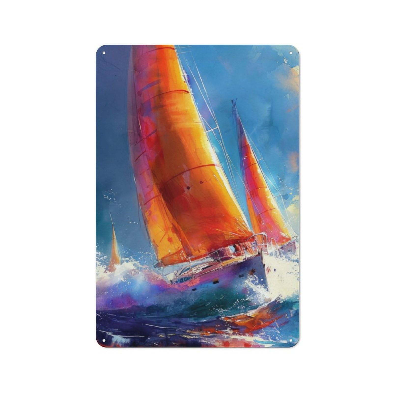 Junmoney Yacht Boat Racing 1 Tin Wall Plaque 30X20cm With For Bar Or Restaurant, Suited To Bar Decor Enthusiasts
