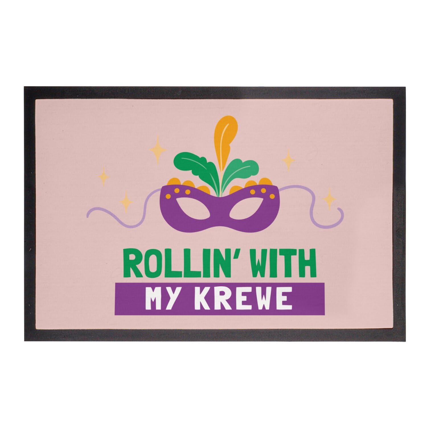 Paillasson rose Rollin with My Krewe le bonheur d'un accueil joyeux au quotidien