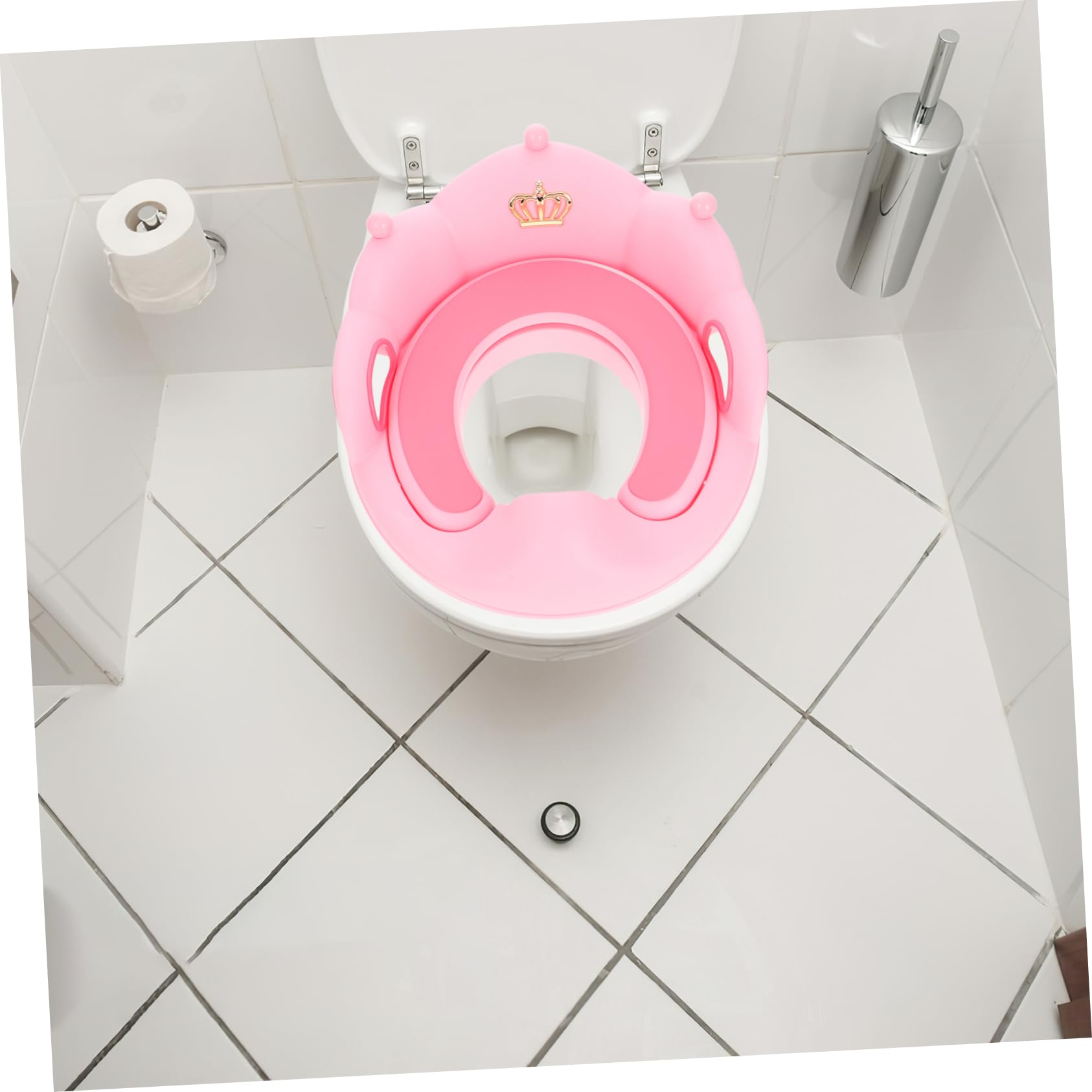 GALPADA Sedile Wc Cuscino Morbido Staccabile per Ragazzo Ragazza con Riduttore Rosa Design Antiscivolo Manico Robusto e Schienale e Facile da Pulire per Addestramento al Vasino