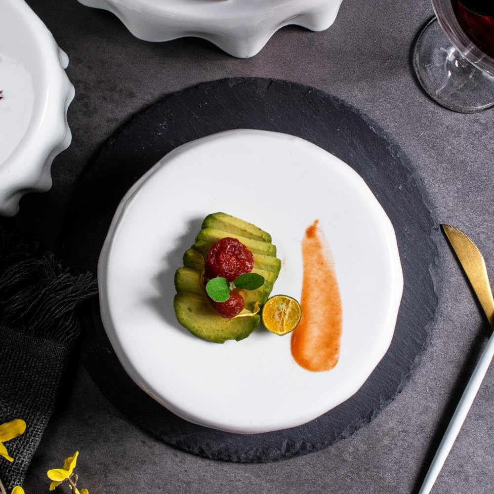 SLEEVE Piatti Cena Piatto alto in ceramica Piatto da tavola Ristorante dell'hotel Piatto occidentale Piatto bianco rotondo Piatto da Portata(A,4.7inch)