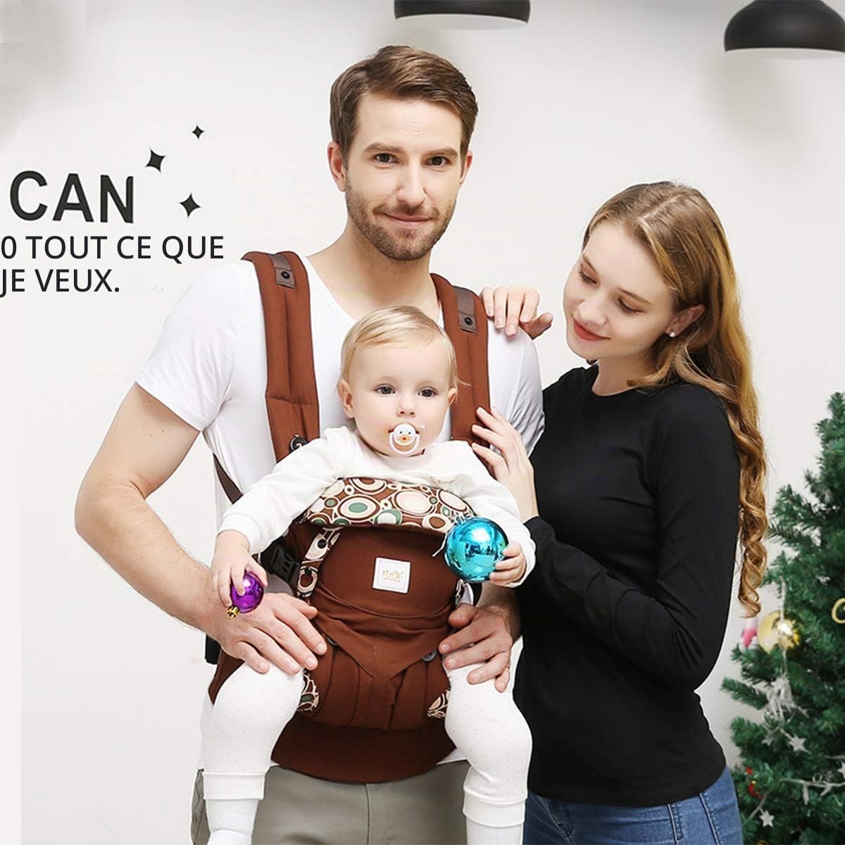 SONARIN Porte-bébé Convertible Premium,avec sac de rangement,Capot Écran solaire, Ergonomique,pour Nouveau-né à tout-petit (0-48 mois),charge maximale 20 kg,Support de tête,Idéal Cadeau(Rouge Foncé)