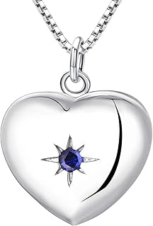 Collana Mamma Ciondolo Cuore Argento Portafoto Medaglione Collana Apribile per Foto con Gemstone da Mamma Donna Gioielli