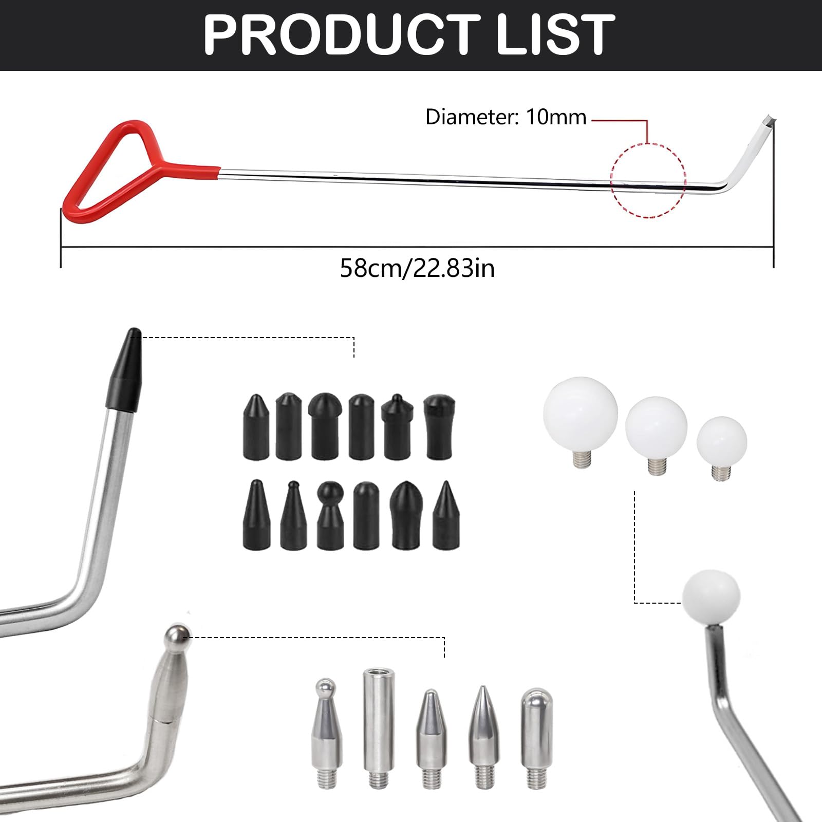 Kit de Eliminación de Abolladuras, Dent Repair Kit Herramientas con Cabezal de Punzón Herramientas de Reparación de Abolladuras sin Pintura