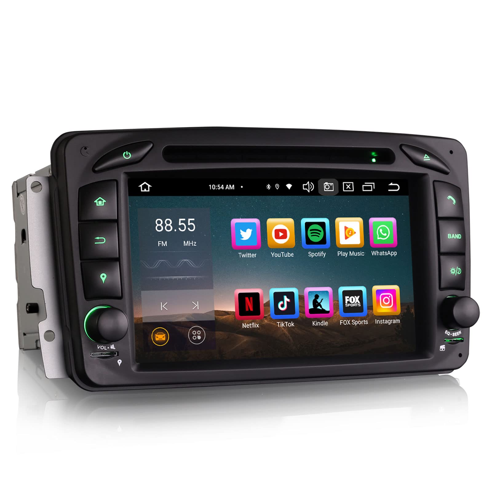 Erisin 8-Core 7" Android 14 4GB+64GB GPS Navegación DVD Estéreo de Automóvil Reproductor para Mercedes C CLK G Classe W203 W209 W463 Viano Vito Soporta Bluetooth 5.0 Dab+CarPlay Android Auto WiFi DSP