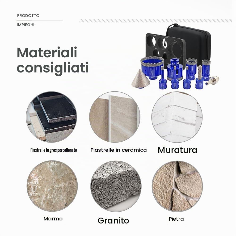 SHDIATOOL Diamante Core Drill Bits piastrella Hole Cutter Tool Hole Saw con filettatura M14 per gres porcellanato Marmo Granito Ceramica, Punte diamantate e punte per smussare diamantate