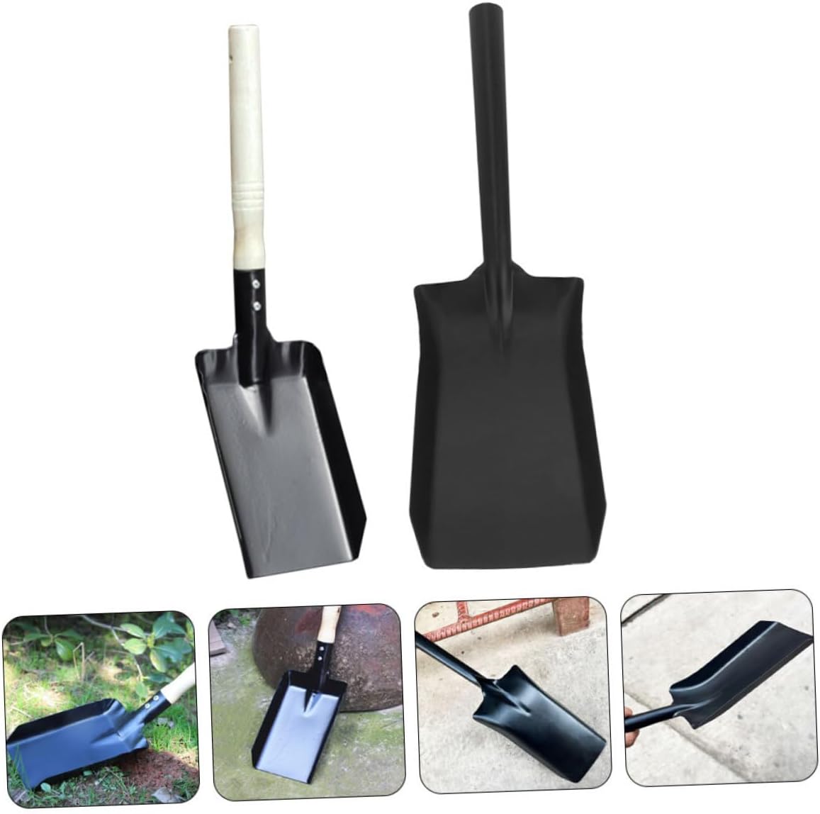 2pcs Mini Garden Shovel Set with Black Iron Spade and Thickened Coal Shovel, Small Hand Tools for Potted Plants, Home Gardening and Pet Waste Cleaning