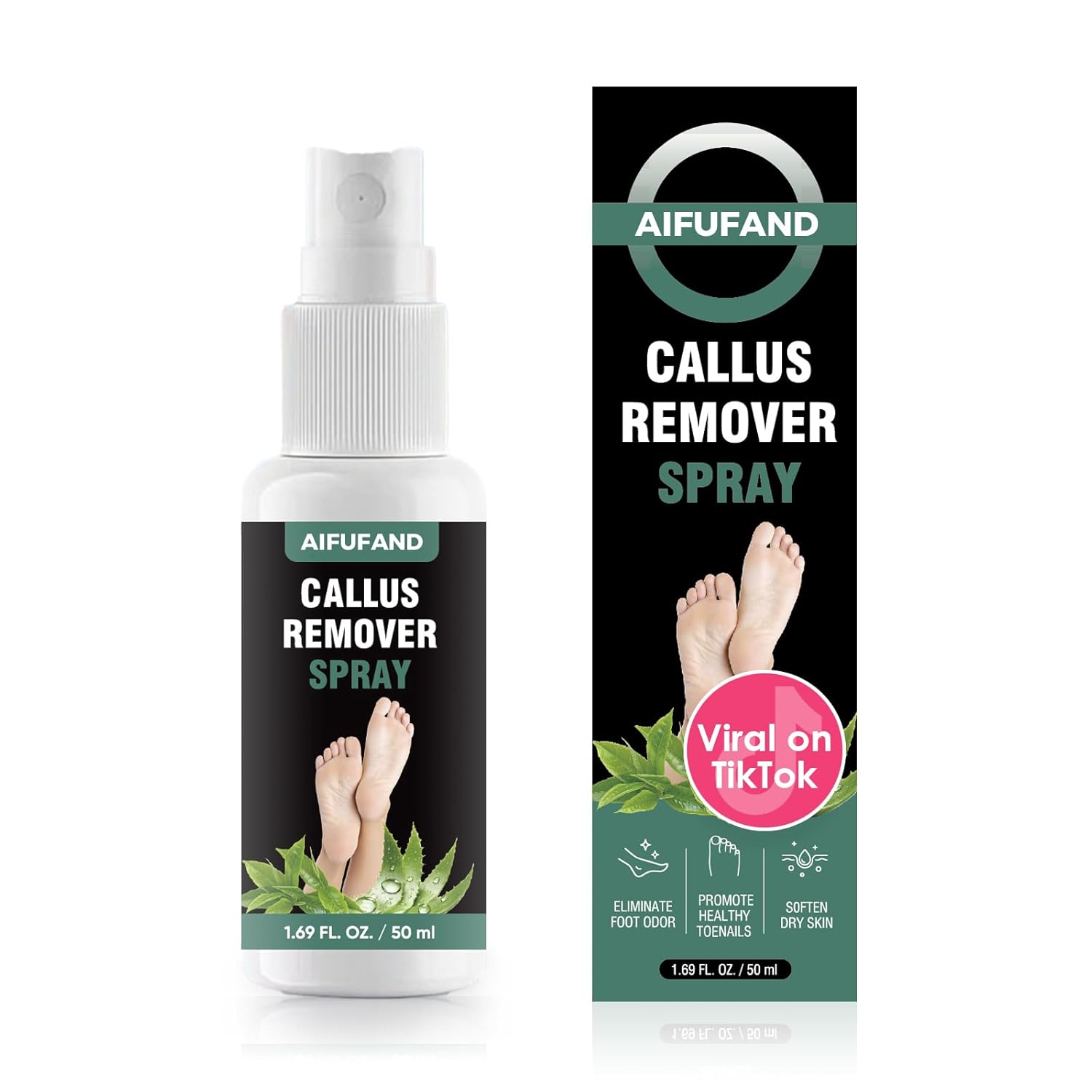 Foot Callus Remover Spray, Foot Peeling Spray for Dead Skin, Exfoliating Foot Care, Softens Rough Hard Skin, Refreshing Formula for Smooth-Looking Feet, 1.69 Fl Oz (50mL)