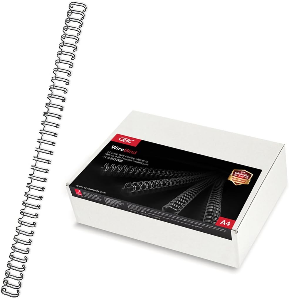 Gbc Wirebind Binding Wires, 12.5 Mm, 115 Sheet Capacity, A4, Black, Pack Of 100, Rg810810