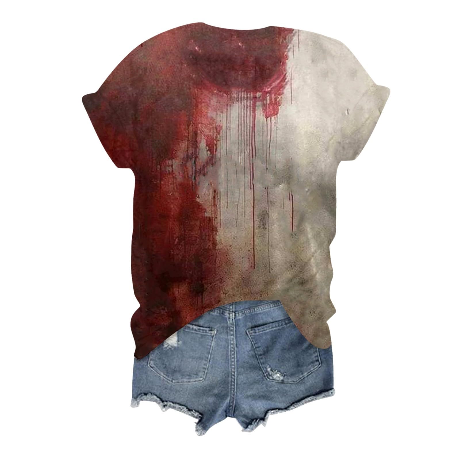 T-shirt Halloween Homme Effrayant 'Problème Résolu' - Impression Sanguinolente 3D, Polyester, Déguisement Horreur - 2