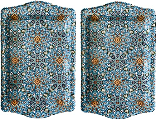 Totally Turkish Premium Design Small Serving Tray, Twin Pack of Trays with Gift Box