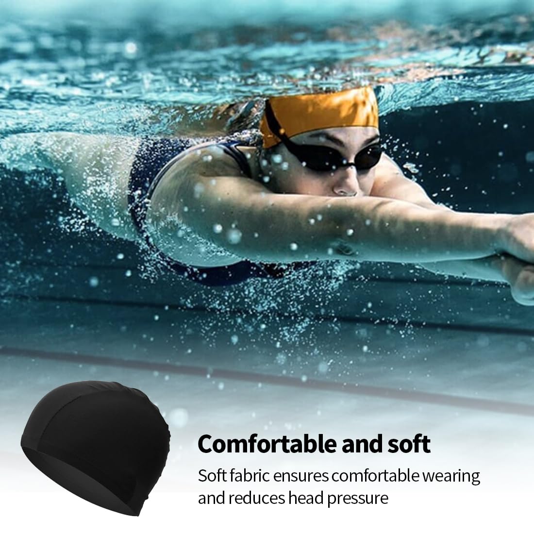Bonnet de Bain en Tissu – Confortable, Durable & Hautement Élastique pour Femme & Homme