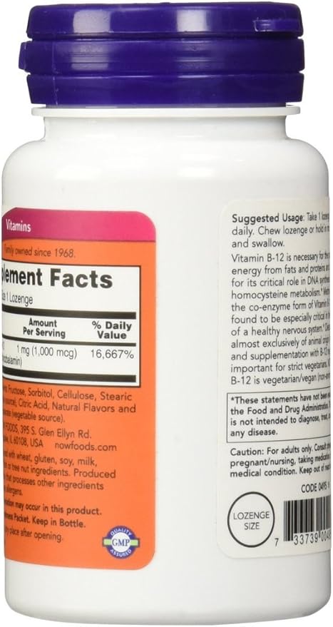 NOW Foods Methyl B-12, 1000mcg, 100 LOZ (Pack de 2) miniatura 3