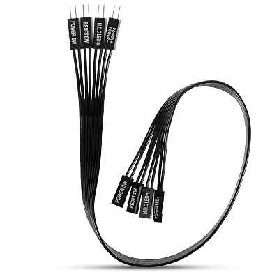 Motherboard Front Panel Extension Cables, Front Panel Connector, 24awg Flat Ribbon for HDD LED, Power LED, Power Sw, Reset Sw, 30cm Computer Case Wiring