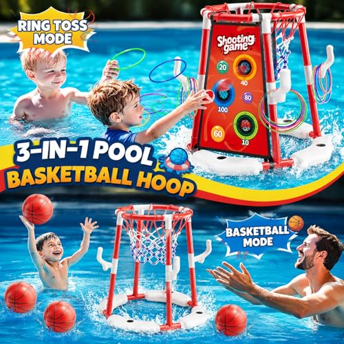 53% Off 3-in-1 Pool Basketball Hoop & Ring Toss Game Set - Image 7