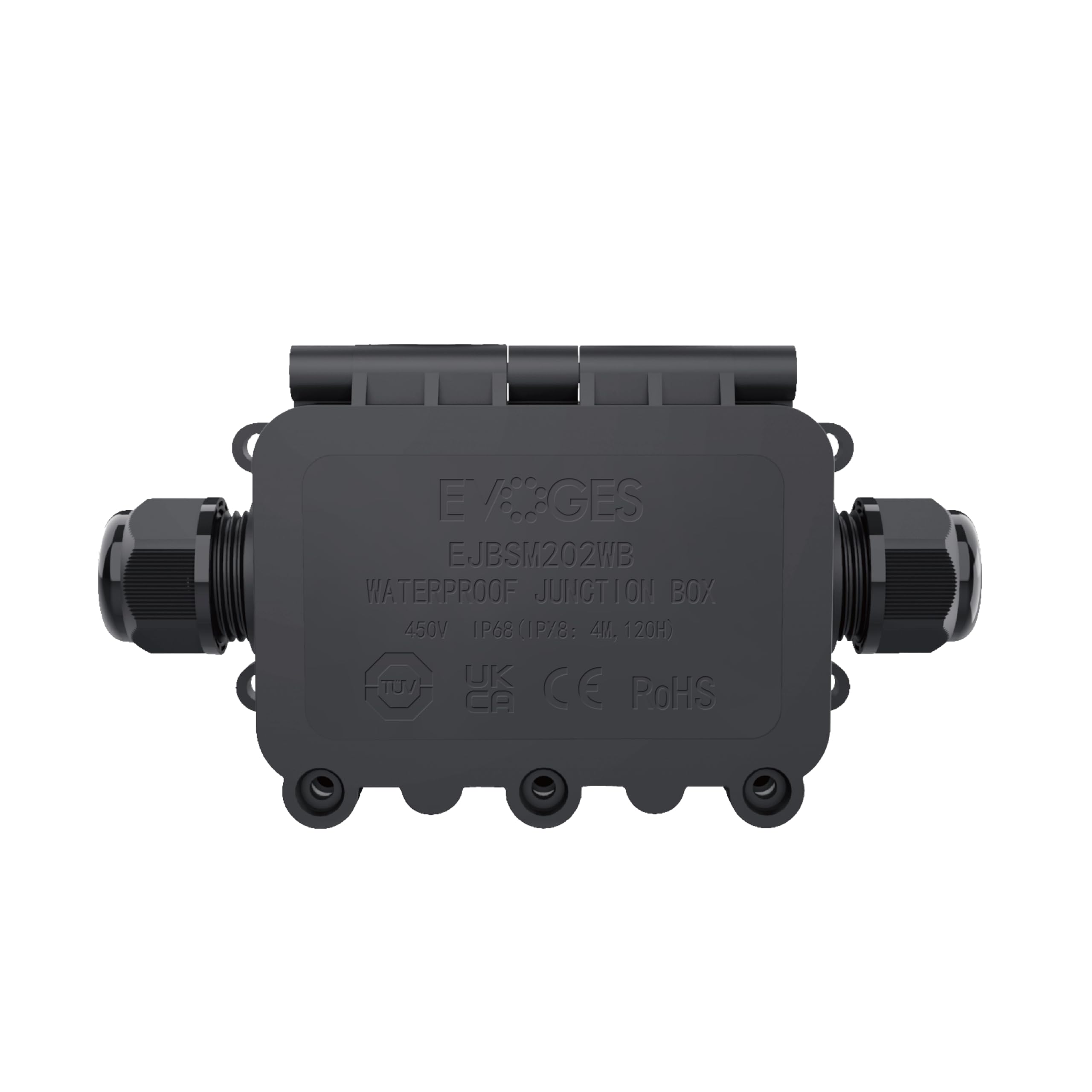 Evoges IP68 2-Way Waterproof Junction Box 0.5-6mm² 40A M20 with Terminal Block Black – Outdoor Lighting, Power Outlets & Electrical Installations
