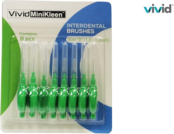 Mini Dental Interdental Brush - Green 1.0-1.2mm - Pack of 48, Recommended by Dentist for Best oral Health, Prevent Bad Breath and Periodontal Disease, by Vivid