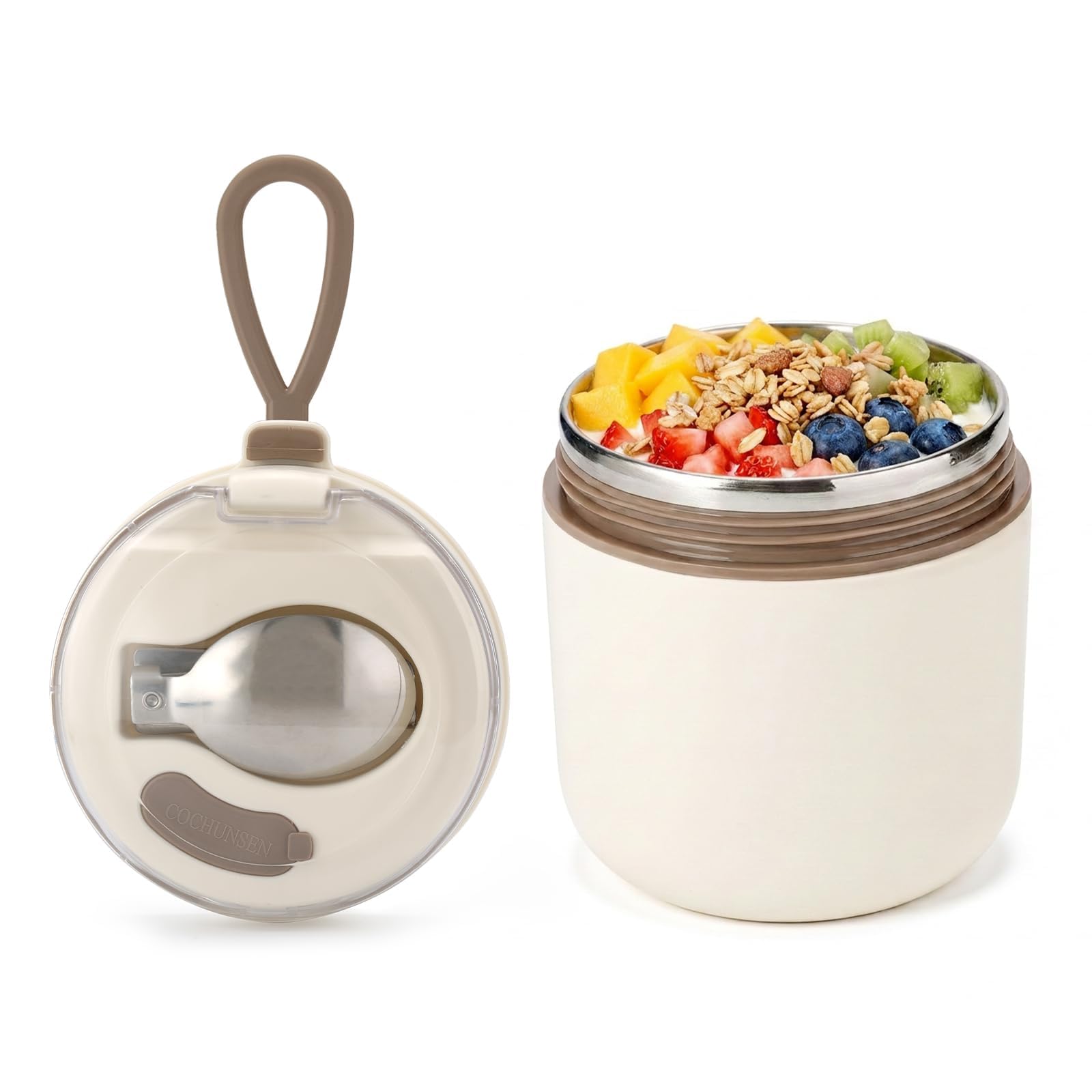 17oz Overnight Oats Containers with Lids &Spoon, Insulated Food Jar | Stainless Steel, Yo…
