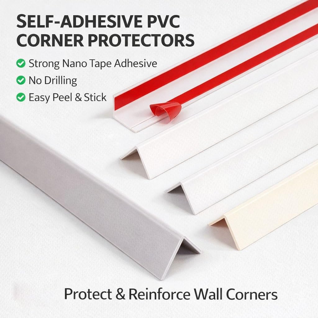 Protezioni angolari per pareti, 2,5 cm x 2,5 cm, autoadesive, effetto legno, protezione per spigoli da parete, in PVC, impermeabile, protezione dai graffi per armadi, tavoli, battiscopa e cucina