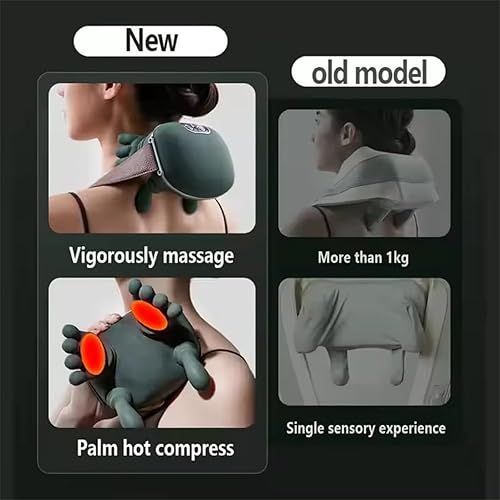 Miniatura 5 de Masajeador inalámbrico 4D Shiatsu para aliviar los tejidos profundos con calor, masajeador inteligente de cuello y hombros para amasar, almohada