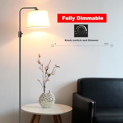 Miniatura 2 de Lámpara de pie  Lámpara de pie súper brillante y regulable, lámpara de pie de arco ajustable con pantalla de lino, perfecta para sala de estar,