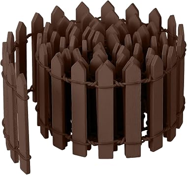 Bewudy 35 Inches Mini Fairy Garden Fence, Small Wood Decorative Picket Fence, Brown Picket Fence Miniature Ornaments for Dollhouse Plant Pot Fairy Garden Accessories Outdoor