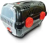 Furacão Pet Luxo Caixa de Transporte, Preto/Vermelho, 1