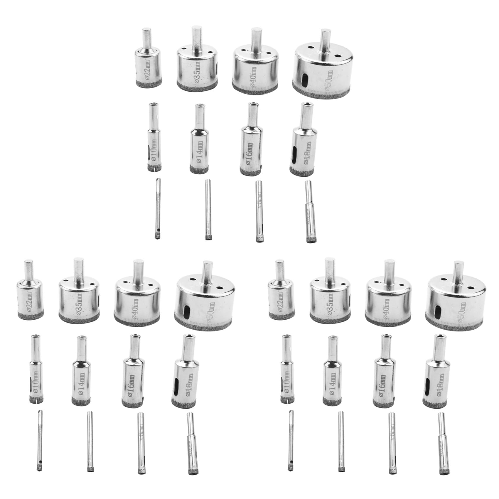 Jnchdghwa Silver 36Pcs Drill Bits Glass Tile Hole Saw Bits Set, Hollow Core Drill Bits, Extractor Remover Hole Saws For Glass