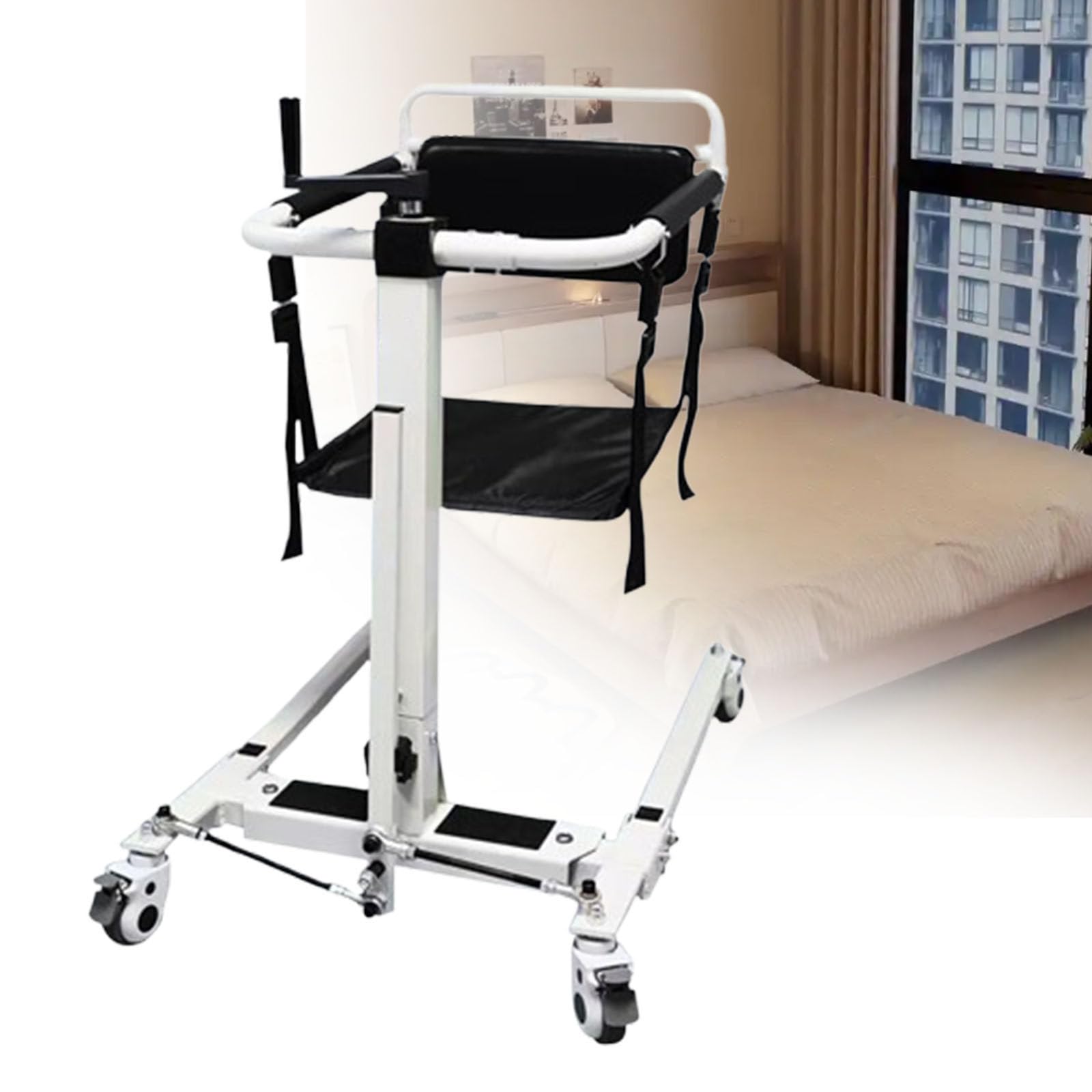 Grúa para Pacientes en casa,Silla de Ruedas Ligera para baño y Ducha,Elevador portátil para Pacientes Mayores,Altura Ajustable, Capacidad de Carga de 120kg,para enfermería Junto a la Cama