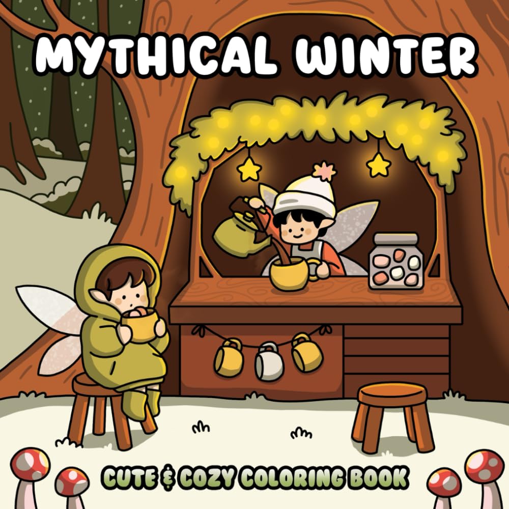 Mythical Winter: Cute and Cozy Coloring Book