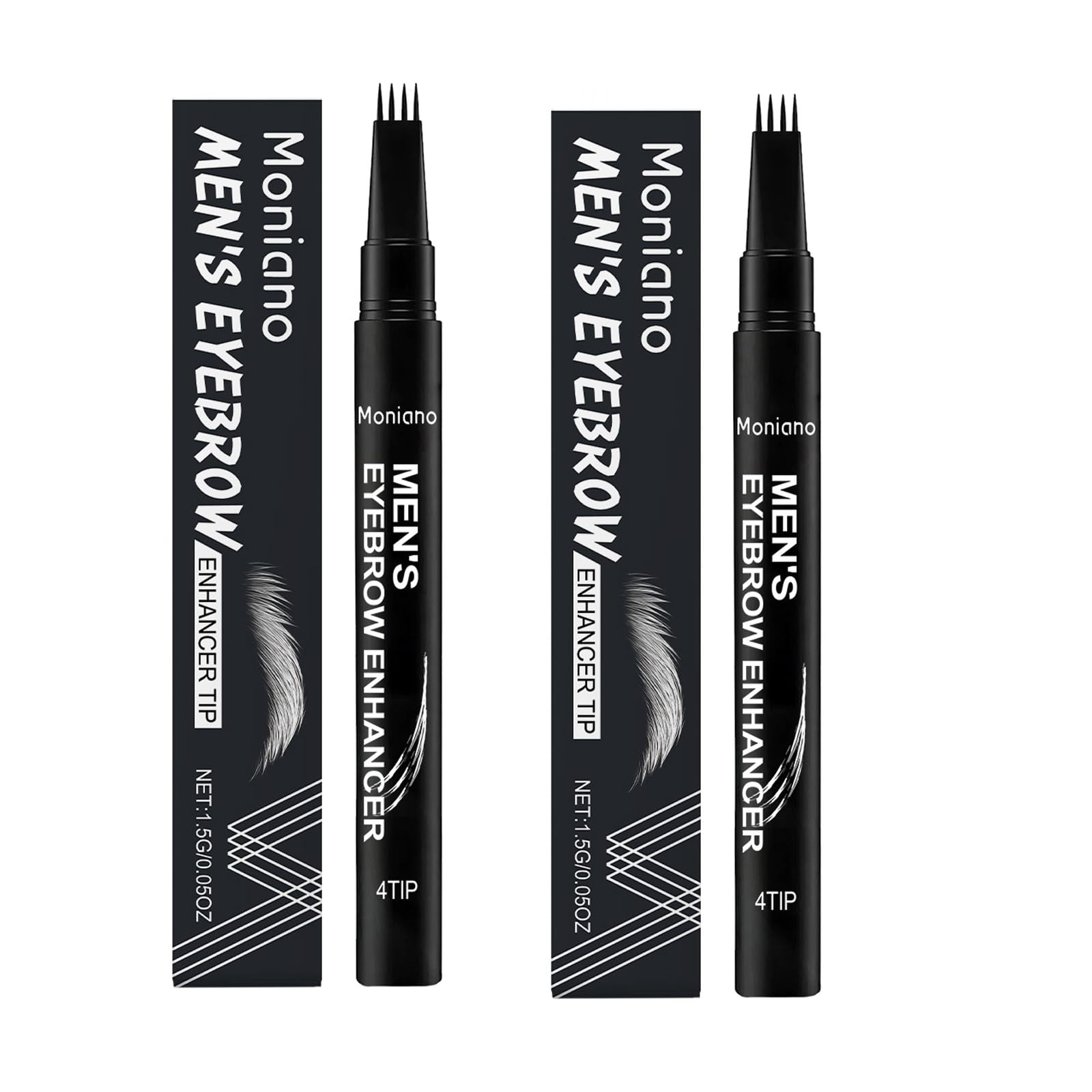 Mens Eyebrow Enhancer, Beard & Brow Color, Four-Fork Tip Eyebrow Beard Styling Pen, Waterproof, Sweatproof, Lasts All Day - Brow Pencil & Beard Dye - Workouts, Long Days - Filler, Tint (2PCS)