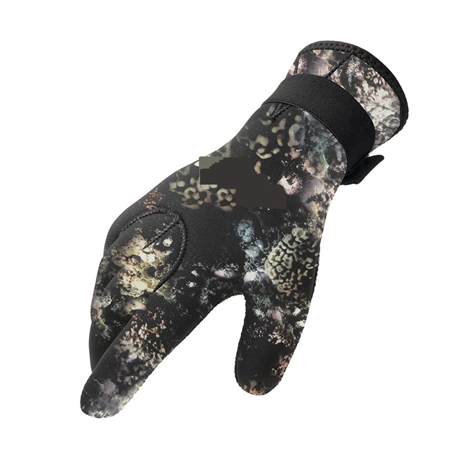 Rękawice do nurkowania w kamuflażu z paskiem klamrą łowienia ryb podwodnych, wędkowania, sportów wodnych, surfingu, wiosłowania(3mm Camo Gloves,S palm 8.5cm)