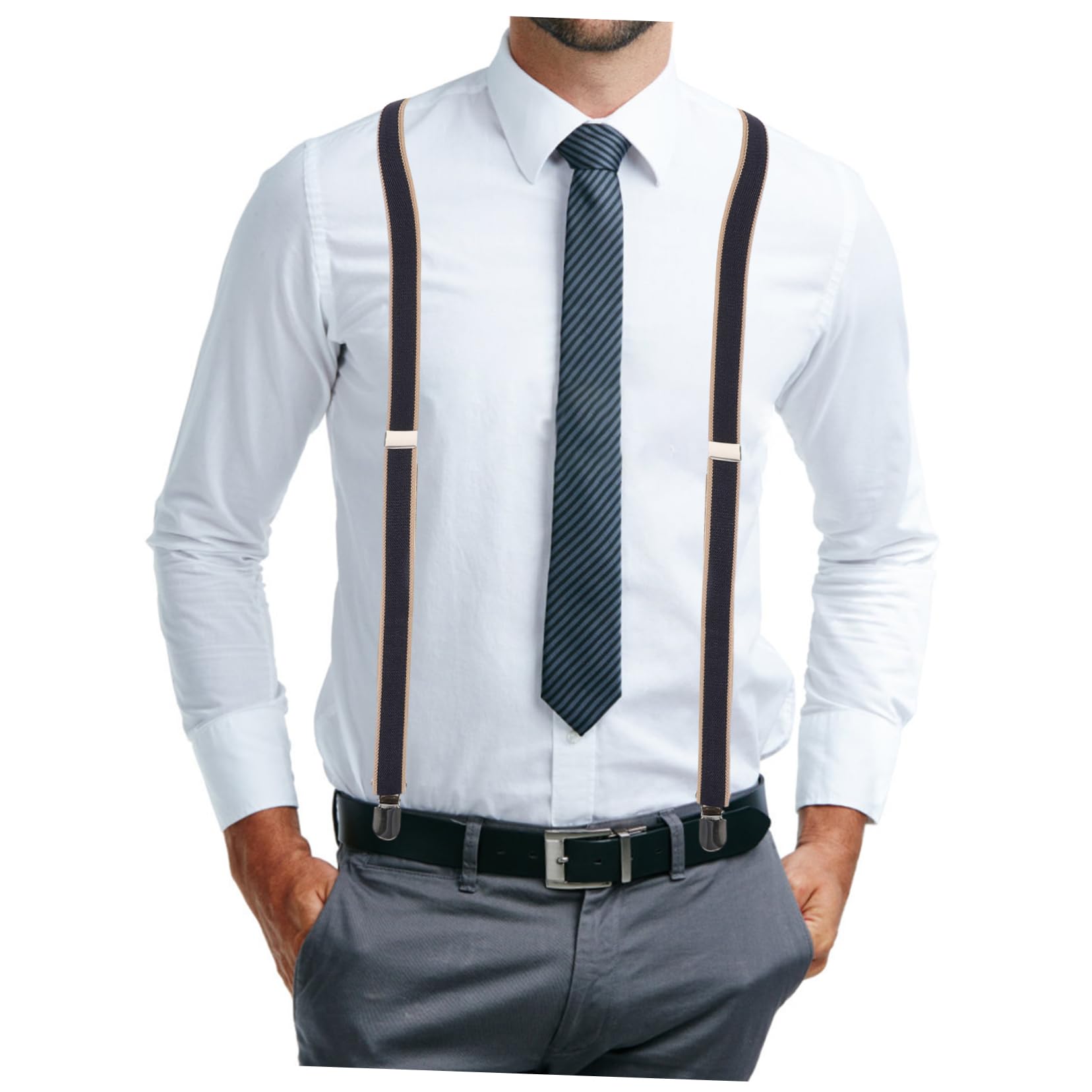 COSMEVIVI Men and Women Adjustable Elastic Suspenders Stylish Durable Design for Jeans Trousers and Special Occasions present for Family and Friends