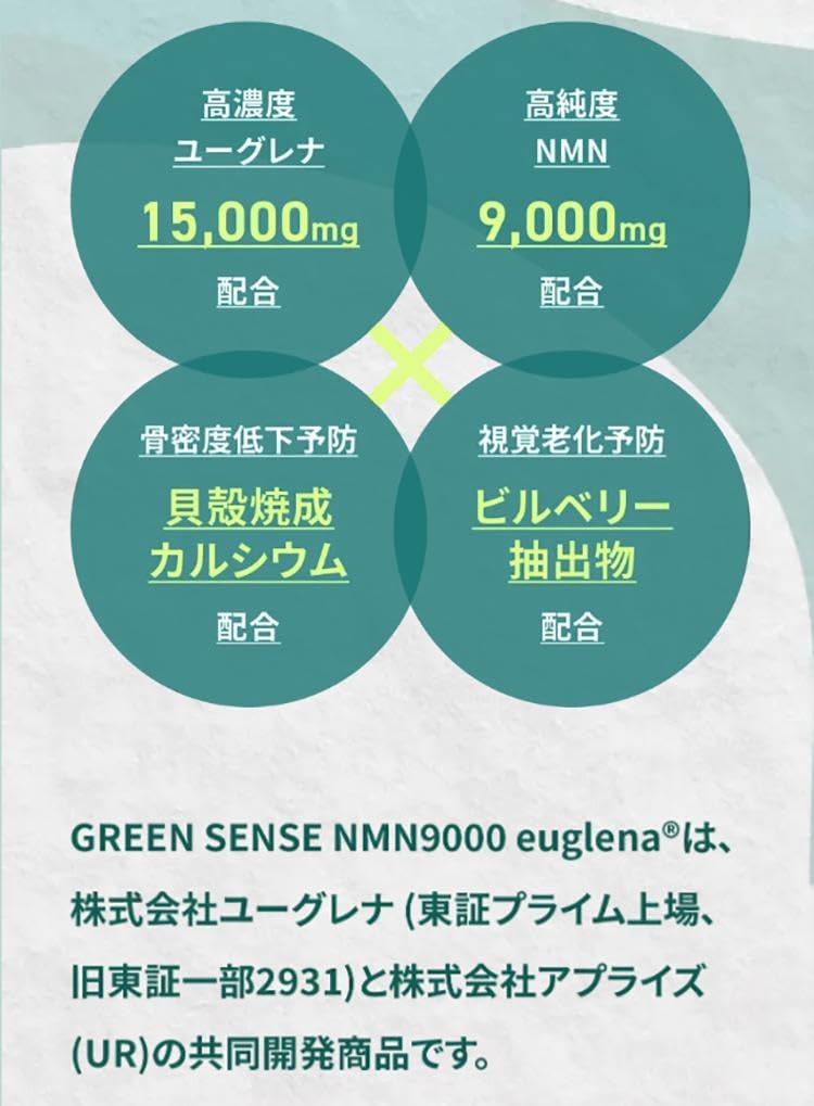Amazon | 日本製 サプリメント Green Sense NMN 9000 euglena 99.9% 高