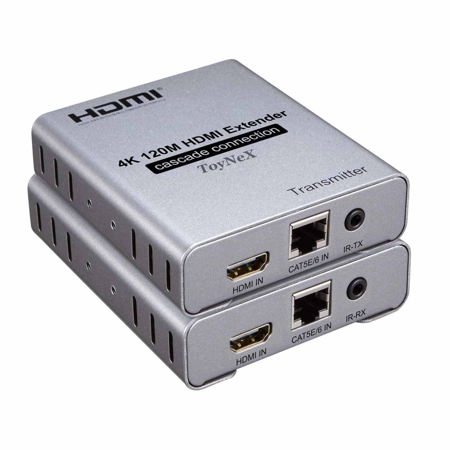 ToyNeX 120M 4K HDMI Extender Cascade Connection Via Cat5e CAT6 RJ45 Ethernet Network Cable TX RX Kit Compatible with P-S/4, DVD Player, TV Box, PC, DVD, Player, TV Box. (Grey).-image-9