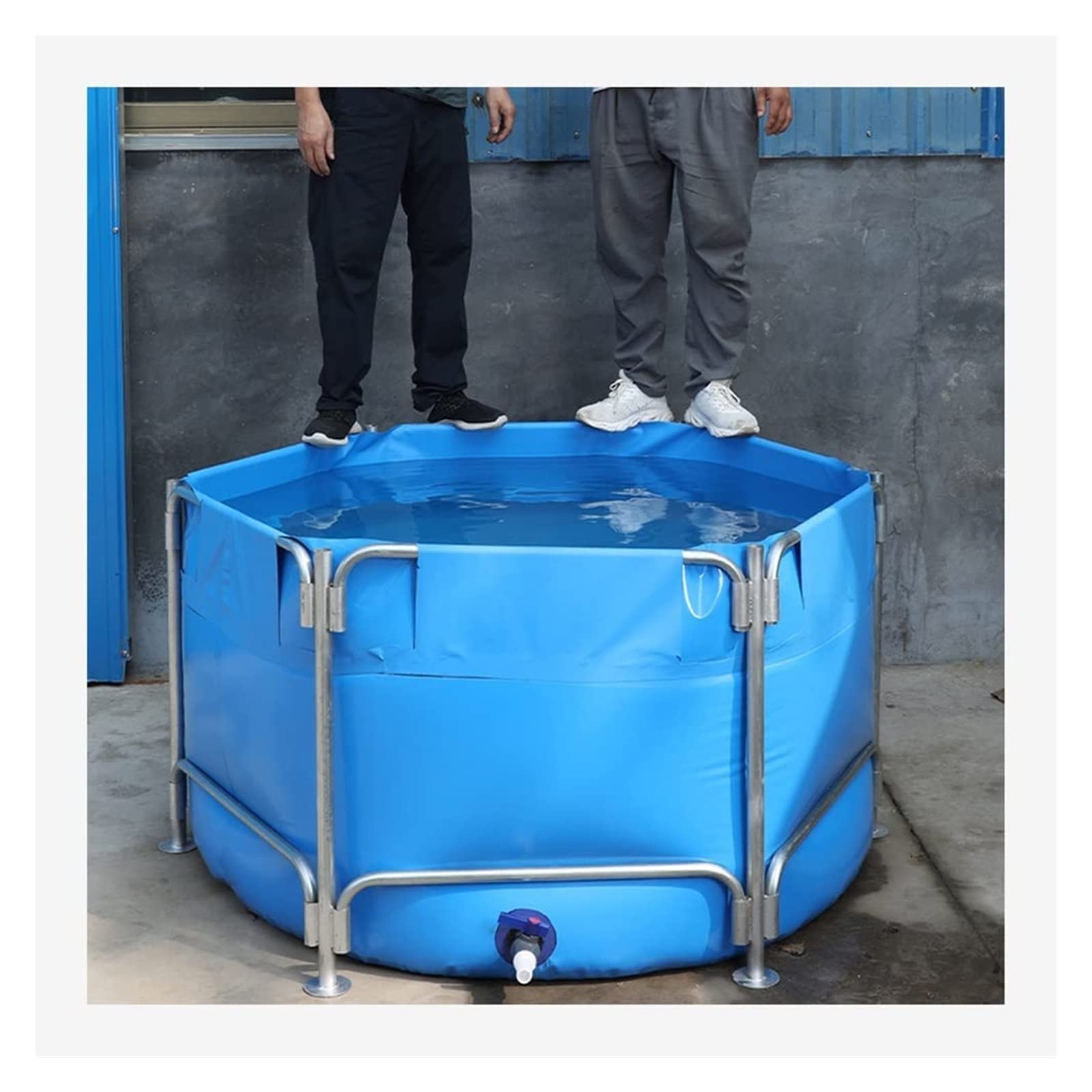 Estanque De La Piscina Del Acuario Con Soporte, Piscina Sobre El Suelo Estanque De Peces De Lona Circular Actualice El Tanque De Agua Grande Con Válvula De Drenaje For Koi De Cultivo De Jardín,