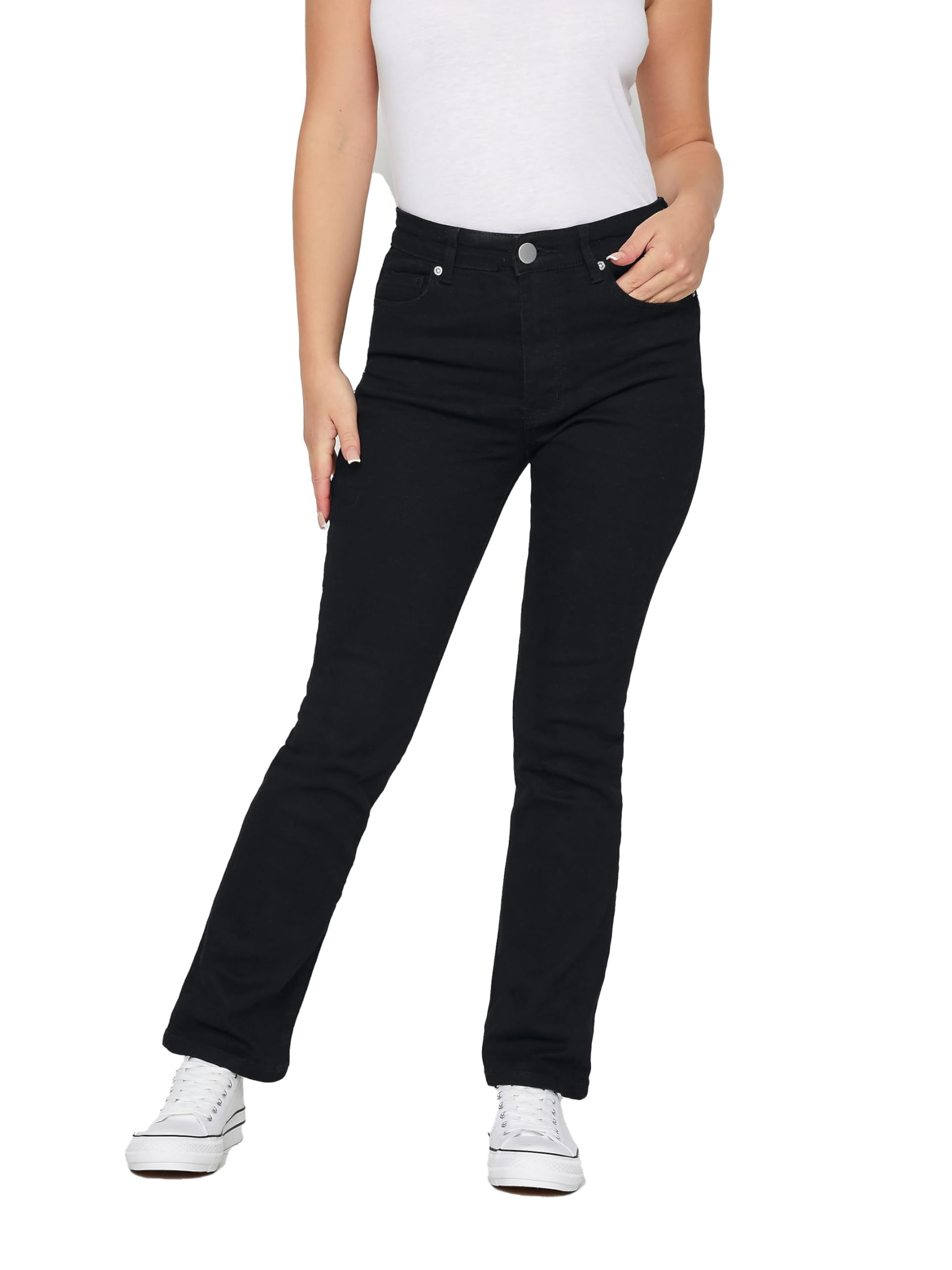Pixiegirl Women's Black Petite Bootcut Jeans In | Size: 14