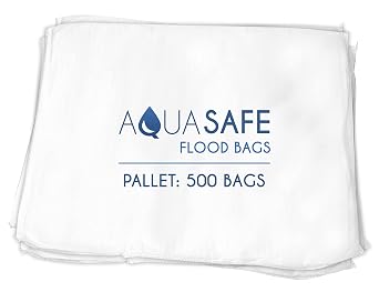 AquaSafe Flood Bags, Water Absorbent Flood Barrier and Super Absorbant Pad, 16" x 22", Pallet - 500 Bags