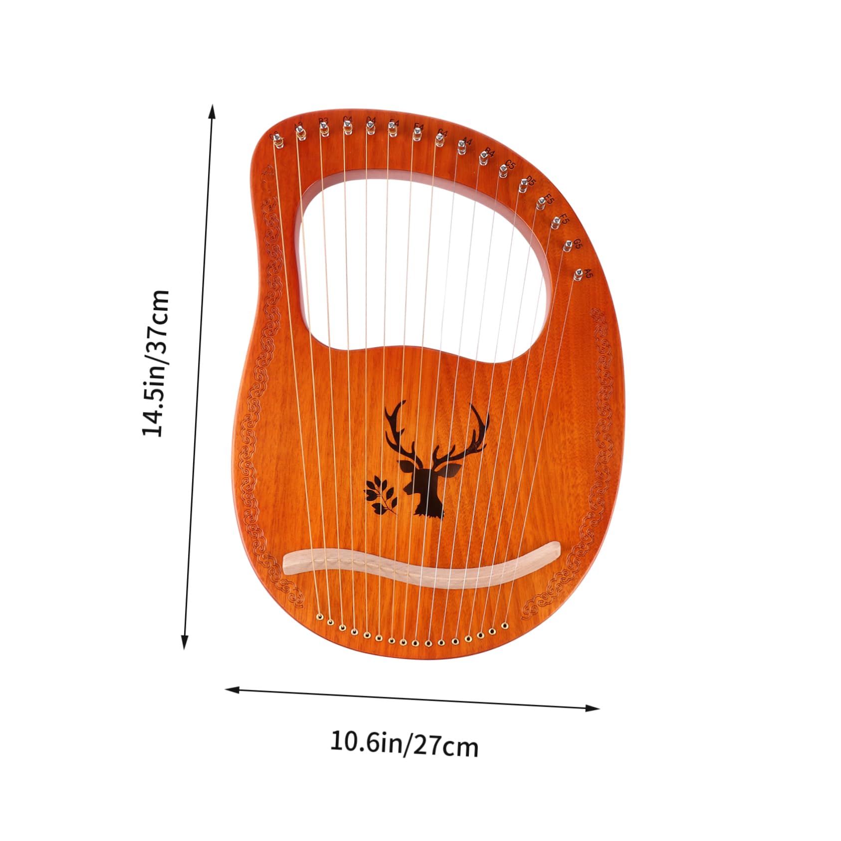 TOYANDONA Arpa Lira Strumento Corda Corde in Metallo di Pannello Decorativo Motivo Renna Ponte ad Altezza Bordi Arrotondati per Presa Sicura Strumento Musicale Portatile
