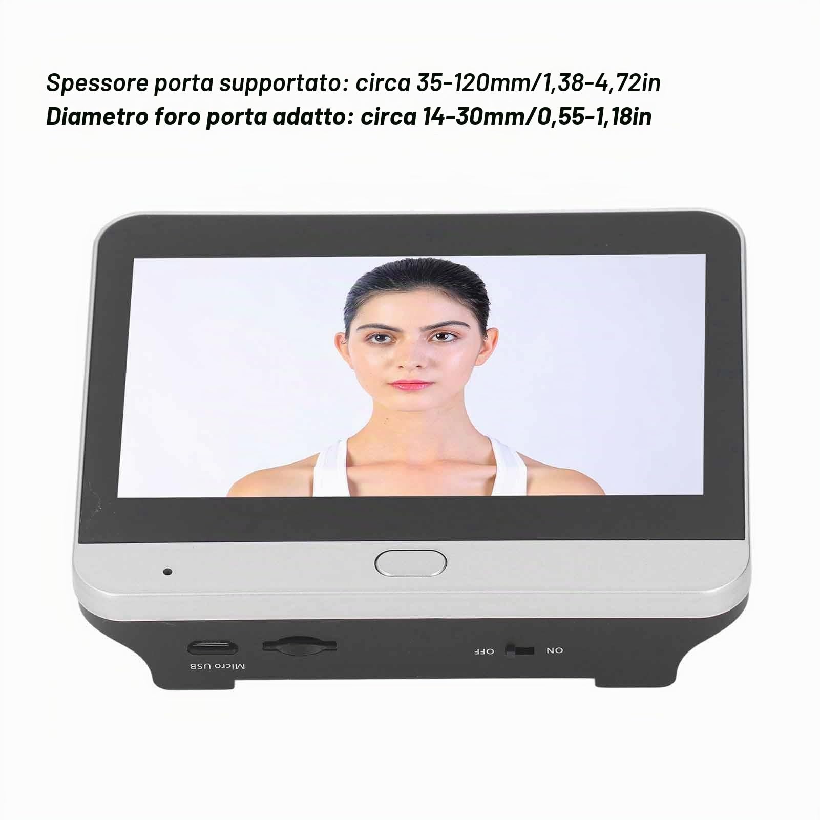 Nikou Videocitofono intelligente senza fili da 1080P, con schermo a colori da 4,3 pollici, videochiamate bidirezionali, riconoscimento personale, per porte da 35 a 120 mm