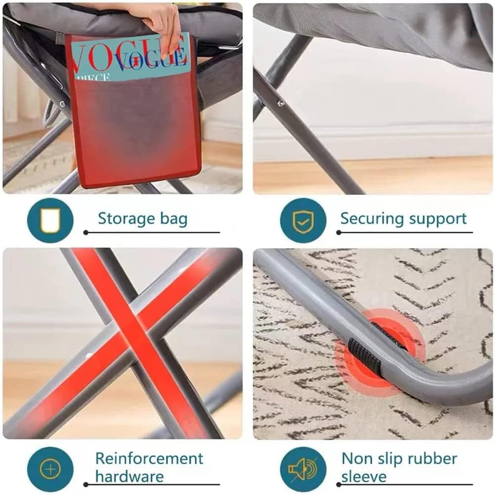 Lazy Chair with Ottoman & Armrest, Modern Folding Lounge Reclining Leisure Chair, Adjustable Reading Sofa Chair for Bedroom/Office/Living Room, Grey