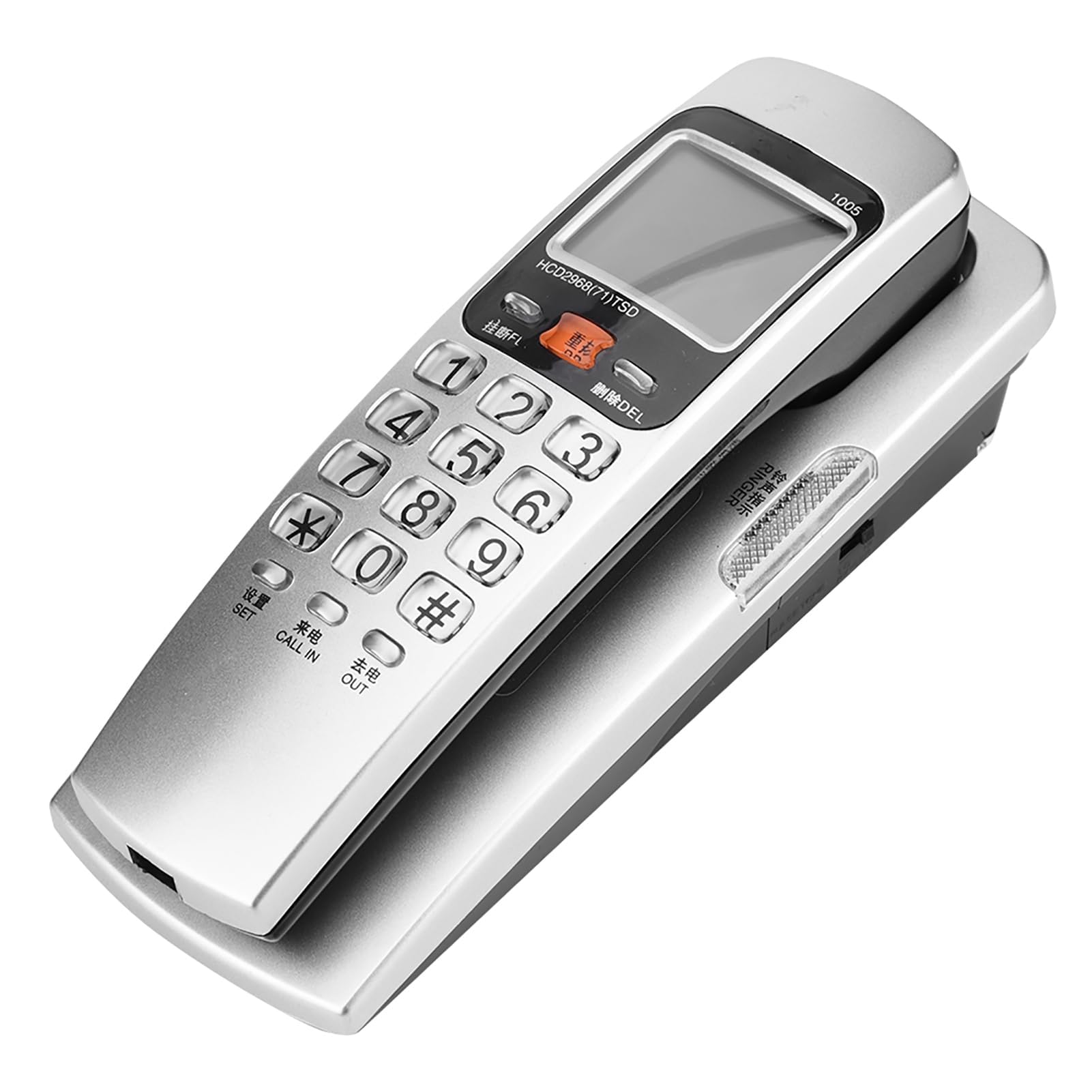 Kabelgebundenes Telefon, Wandtelefon Festnetztelefon mit FSK/DTMF-Anrufererkennung schnurgebunden für den Schreibtisch modernes Nebenstellentelefon für Zuhause (Silver)